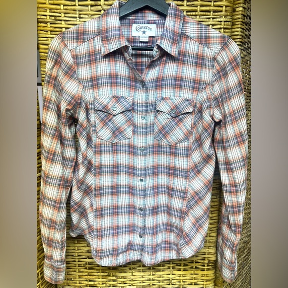 Converse - Pearlized Button‎ up - Plaid , Size: XSmall, Pre- Owned - Picture 1 of 5